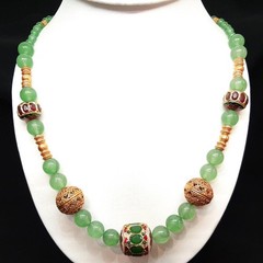 Vintage 116.13ctw Prehnite Cabochon Silver Necklace 112.8g