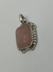 Vintage Faux Pink Stone Silver Pendant Jewelry Estate Find