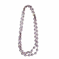 Art Deco Flapper Lavender Glass Necklace Double Bezel Two-Sided Prong Setting