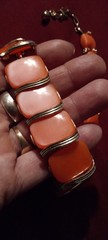 Retro Plastic Thermoset Necklace Bracelet Pop Orange Summer Fall Vintage Jewelry