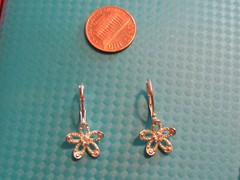 1980’S Leverback Earrings Star N R Signed Sterling Silver 1.25″ x .5″ Rhinestone
