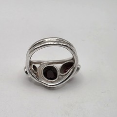 Handcrafted 925 Sterling Silver Red Garnet Modernist Ring Size 6.5