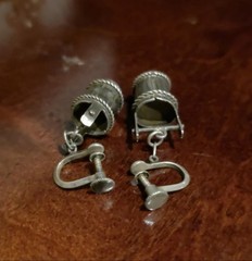 Sterling Silver Miniature Wishing Well Bucket Screw-Back Earrings