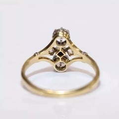 Vintage Edwardian 2CT Lab Created Diamond Ring Toi Et Moi 14K Two-Tone Gold Over