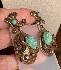 Antique 1920s Czech Egyptian Revival Filigree Eclectic Scarab RARE