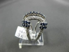 ESTATE LARGE 2.30CT DIAMOND & AAA SAPPHIRE 14KT WHITE GOLD 3D PAVE FUN RING