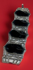 Bracelet Black Cabochon Lucite Silver Tone Link Vtg Whimsygoth Y2K Victorian