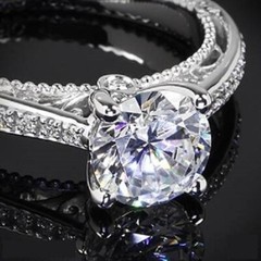 Art Deco Round Cut Lab Created Diamond Wedding Bridal 14K White Gold Filled Ring