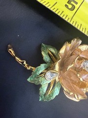 1997 RJ Graziano Princess Diana England’s Rose Brooch Signed Rhinestone