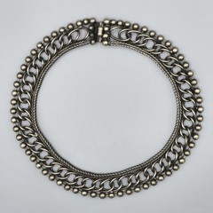 Vintage Silver Plated Foxtail Ball Bead Chain Link Collar Choker Necklace 16″