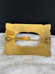 Vintage Sash Brooch Pin Buckle Victorian Gold Tone