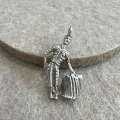 Vintage Sterling Silver Matador Figure Pendant Charm Jewelry Bullfight Adventure