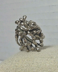 Vintage Sterling Silver Statement Textured Spike Ring Size 9 Adjustable