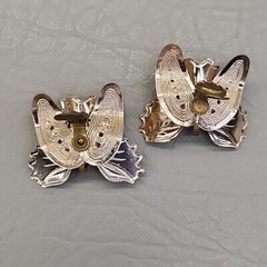 Vintage Flower Brooch Earrings Set Orchid Sugared Clip On Cream Gold Tone