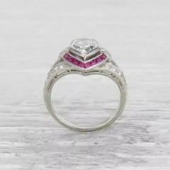 Vintage Edwardian Style LabCreated Diamond ArtNouveau Engagement 14K GoldFN Ring