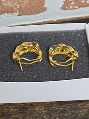 Faux Diamond And Gold Tone Clip Over Earrings 1 In Long – .5 Inches Wide
