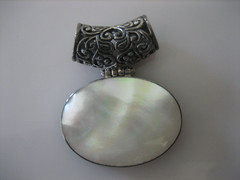 VINTAGE STERLING SILVER 925 MOTHER OF PEARL SLIDE PENDANT