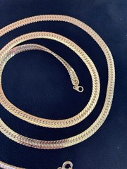 2 Piece Vintage Flat Snake Chain Necklaces 1 Gold Tone 28 in & 1 Silver 22 in.