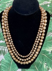 Miriam Haskell 3 Strand Golden Pearl Necklace.