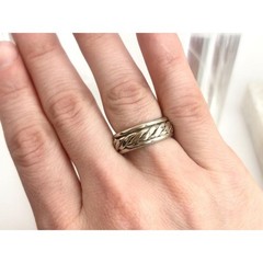 Rope Framed Spinner Straight Banded 925 Sterling Silver Vintage Ring – sz 6.5