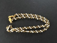 Vintage Jewelry Napier Choker Necklace Tiny Pearl Beads in Gold Tone Links