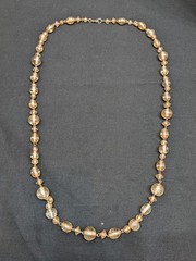 Vintage Champagne Glass Bead Necklace Chunky 70s 80s Gold Tone Long Retro ~34″
