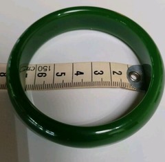 Vintage 2 X 62mm Tubular Jade Look Green Glass Bangle 82 Grams