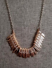 Vintage Rhinestone accent Gold Tone fringe Bib Necklace Silvertone Chain 26 in”