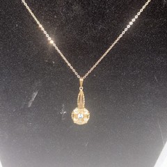 AMCO Aquamarine Filigree Pendant 14 1-20 Karat Gold Necklace Vintage Jewelry