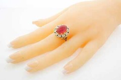 Estate Sale 14k Yellow Gold Cocktail Ring Pink Tourmaline Diamonds Size 9.25