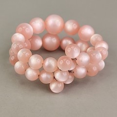 Vintage Moonglow Wrap Bracelet Pink Graduated Lucite Layered Expands 6″