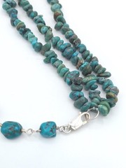 Vintage Turquoise Nugget Necklace Sterling Silver 24 Inch Southwestern Boho