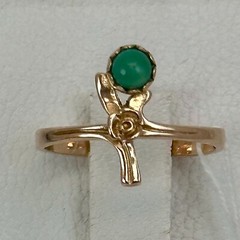 USSR Rare Vintage Original Natural Turquoise Rose Gold Ring 583 14K Kiev 1982