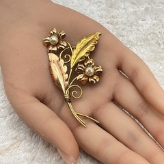 Vintage Van Dell Brooch Gold Filled Flower Pin LARGE 3.25″
