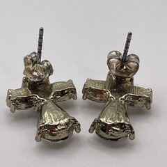Earrings Angel Cross Rhinestone Glass Metal + Plastic Gold Tone Stud Jewelry