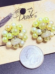 Vintage Faux Pearl Beaded Cluster Clip Earrings Clip-on Japan Vintage Jewelry