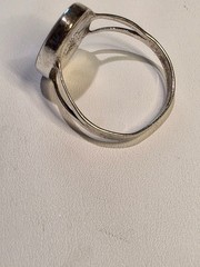 Vintage Mexico Sterling Silver Abalone Shell Ring Size 7.25 Split Shank 925