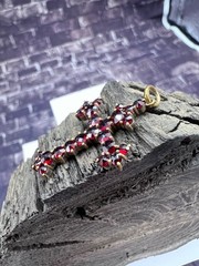 Antique Bohemian silver 900 Natural Rose faceted garnet cross Victorian style
