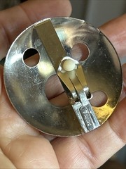 46. Vintage PELLINI Silver tone Dome Disk Open Work Clip on Earrings 45mm, 19.5g