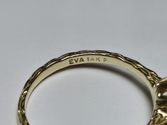 Vintage EVA 14k Yellow Gold Diamond & Sapphire Tulip Ring Size 6.5