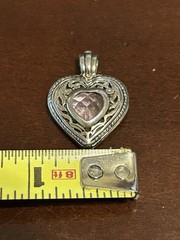 Vintage Sterling Silver Interchangeable Amethyst Stone Keepsake Necklace Pend