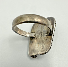 Vintage Navajo Old Pawn Style Sterling Silver Turquoise Ring Lasso Unique Sz. ~8