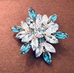 Smashing REGENCY Brooch and Earrings in Aquamarine and Teal