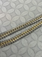 Medici Gold Silver Tone Thick flat Snake Chain Necklace Vintage textured