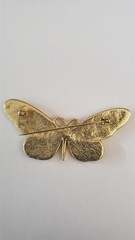 VTG Butterfly Jewelry Brooch Pin BUTTERFLY Translucent Purple Green Yellow 3″ *A