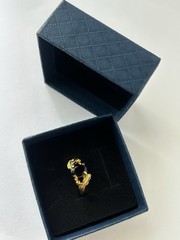 Vintage Black Cubic Zirconia Ring Gold Plated Womens Size 6.5