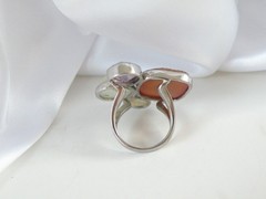Huge Sterling Silver 925 Natural Gemstone Statement Vintage Ring Size 6