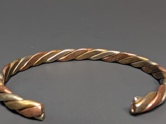 Copper Brass Silver Plated Cuff Bracelet Twisted Mixed Metal 7″ Vintage