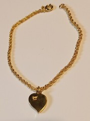 Vintage Speidel USA Two Tone Gold Finish 6 3/4″ Heart Ankle Bracelet – NOS