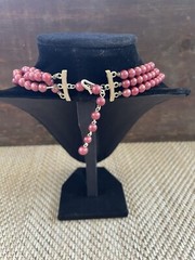 Vintage Multiple Strand Necklace Beads Costume Jewelry Pink